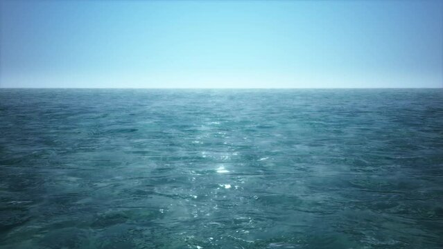 3D animation - Blue sea water surface with small waves