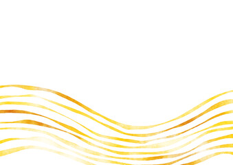 手描きの波の背景　金色