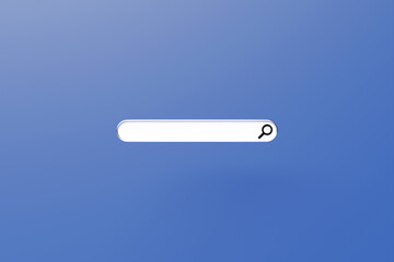 3D illustration, Search bar design element on a blue background.