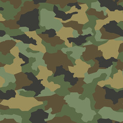 Seamless camouflage pattern. Military texture. Modern camo. Geometric background of spots. Print on fabric and textiles. Vector illustration