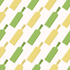 Pattern of yellow and green bottle on light background