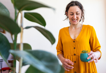 Portrait of a woman in a room with home plants