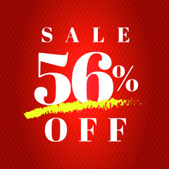 56% off tag fifty six percent discount sale white letter red gradient background