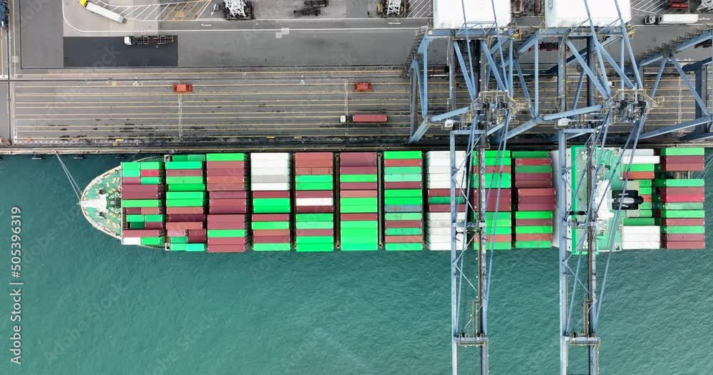 Wall mural Hong Kong Top down view of cargo terminal port