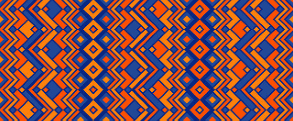 Asymmetric rhombus traditional motifs vector geometric pattern.