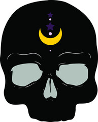 Magic lunar skull. Witch symbol. Icon for halloween.