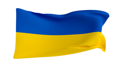 Ukraine flag waving on white background, 3d rendering