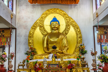Buddha statue in Shanti Stupa in Leh Ladakh, India
