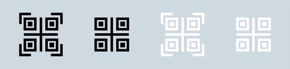 QR code vector icon. Scanning qr code symbol collection in black and white colors.
