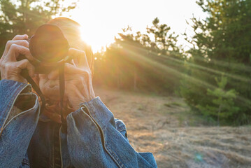 Pensioner with a photo camera