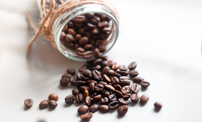 coffee on the table on a solid background