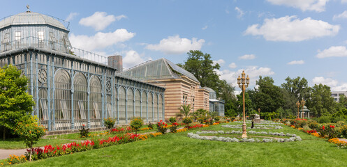 Panorama with the so-called Moorish Villa (inside Wilhelma zoo, Stuttgart).