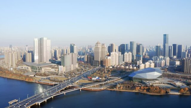 aerial view of modern cityscape of shenyang