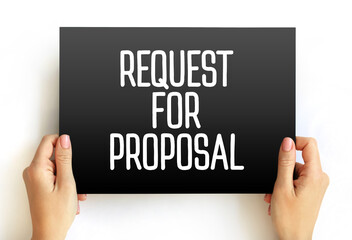 Request For Proposal - document that solicits proposal and made through a bidding process, text concept on card - obrazy, fototapety, plakaty