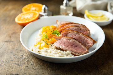 Roasted duck breast with orange