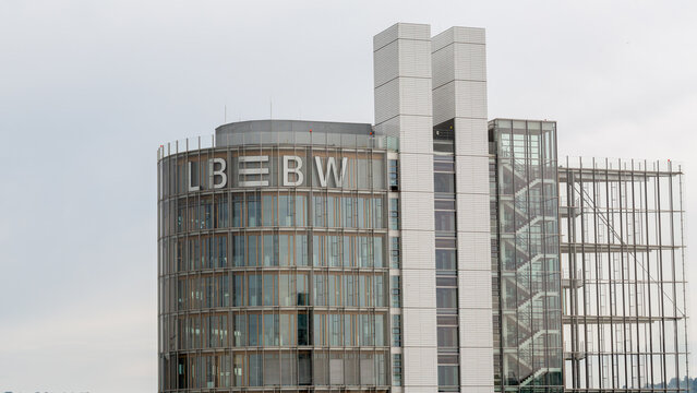Stuttgart, Germany - July 28, 2021: Headquarter of LBBW (Landesbank Baden-Württemberg) - with logo.