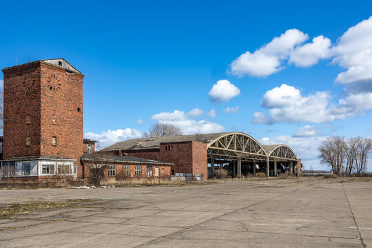 A trip to an old abandoned German airport. Hangars for seaplanes. In Baltiysk, Kalinigrad region, Russia, near the Baltic sea.