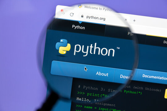 Ostersund, Sweden - May 16, 2022: Python website. Python is a high-level, interpreted, general-purpose programming language.