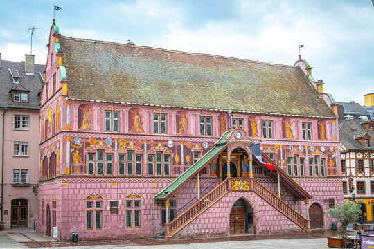 Hotel de ville - Musee Historique (City Hall - History Museum) in Place of the Reunion in the city of Mulhouse, Alsace, France