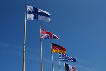 Drapeaux Finlande Royaume-Uni Allemagne Grèce France