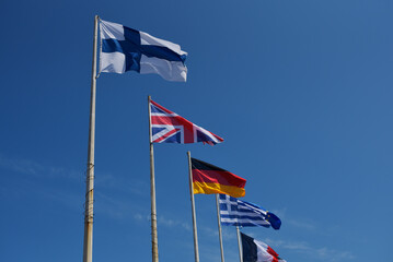Naklejka premium Drapeaux Finlande Royaume-Uni Allemagne Grèce France