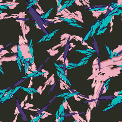 Neon camouflage of various shades of black, violet, pink and blue colors