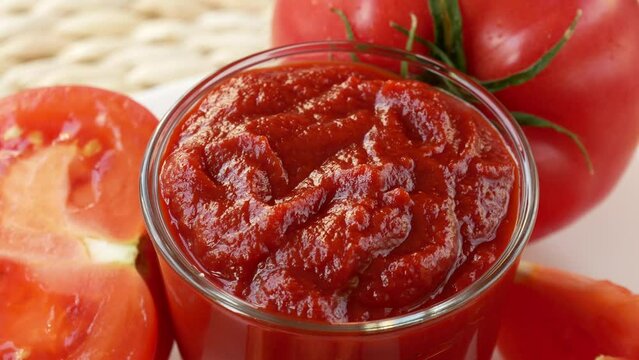 Tomato paste in a bowl.