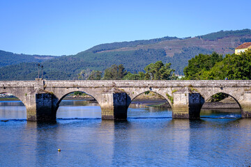 Detail of the Roman bridge in Pontesampaio (Galicia, Spain)