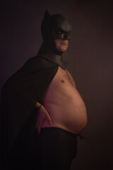 Fatman, funny fat man in a superhero costum