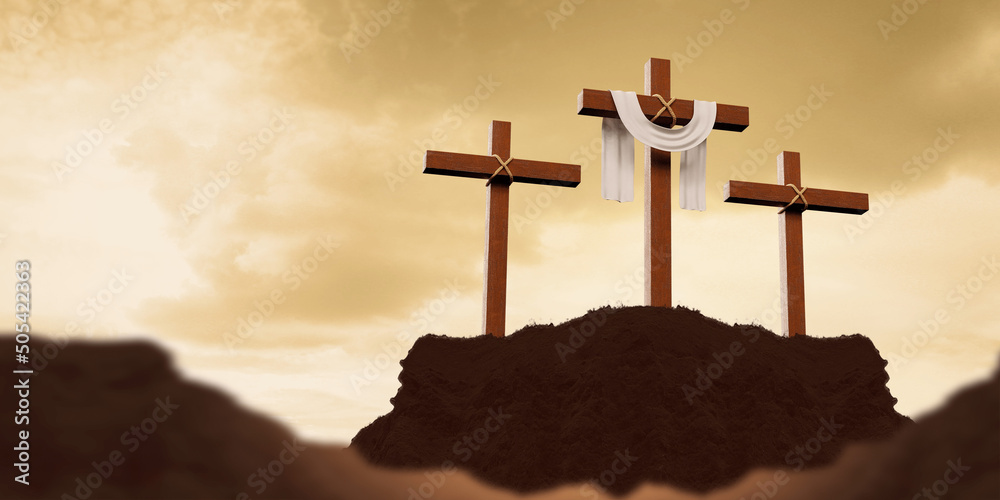 Canvas Prints easter background with cross in 3d render