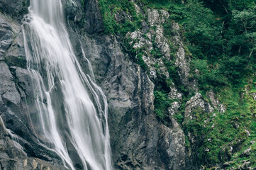 Aber Falls or in Welsh Rhaeadr Fawr is waterfall located about two miles south of the village of Abergwyngregyn, Gwynedd, Wales