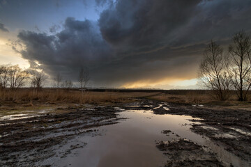 sunset over the river