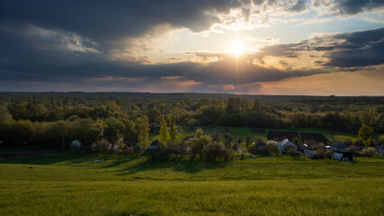 Spring evening in nature