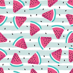 Seamless pattern simple seed and watermelon. Design for scrapbooking, decoration, cards, paper goods, background, wallpaper, wrapping, fabric and all your creative projects. Vector illustration