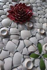 Fototapeta premium colorful and red tiles close-up background and texture