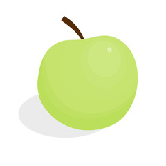 Cartoon green apple isolated on a white background. Vector illustration