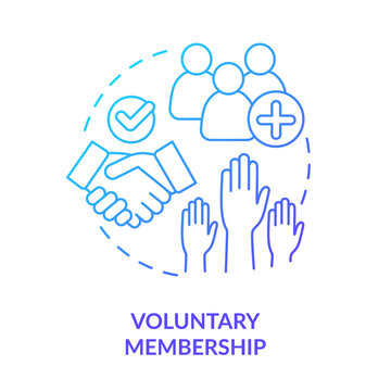 Voluntary membership blue gradient concept icon. Cooperative principle abstract idea thin line illustration. Becoming community member. Isolated outline drawing. Myriad Pro-Bold font used