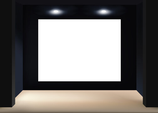 Illustration vectorielle pour la présentation d’une œuvre d’art avec un mur et un éclairage pour une mise en situation d’un tableau.
