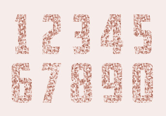 Pink gold glitter number for wedding card, gift certificate, voucher, present. Vector illustration.