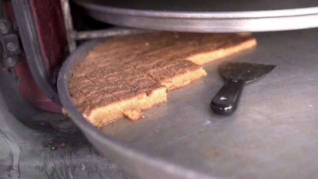 Delicious basbousa cake on metal tray