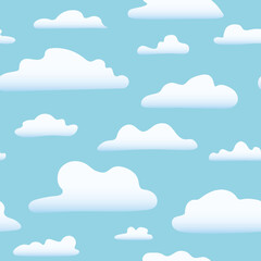 seamless pattern of blue sky with clouds, great for wrapping, textile, wallpaper, greeting card- vector illustration