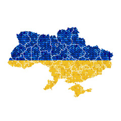 the contours of Ukraine with flag