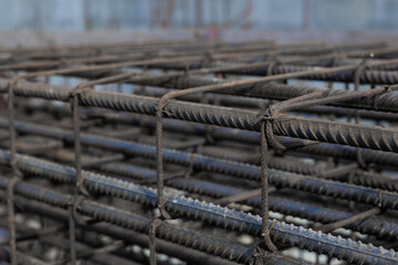Reinforcing steel Beam for building, Construction work. Rebar steel bars, reinforcement concrete...