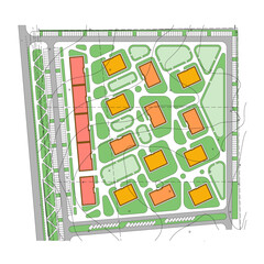 Vector blueprint of an architectural masterplan