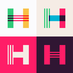 H letter logo set made of overlapping lines.