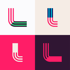 L letter logo set made of overlapping lines.