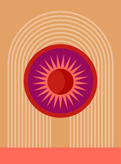 Abstract Minimalist Poster or Card. Boho Graphic Poster Wallpaper Decoration Design. Modern Party Invitation Template.