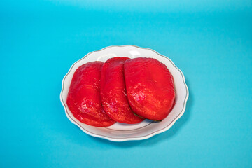 Traditional snacks that are often found in Indonesia, kue ku or kue tok, a fiery red cake filled...