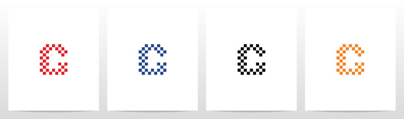 Chequered Pattern Letter Logo Design C