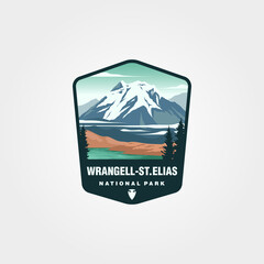 wrangell saint elias national park sticker logo design, wrangell mountain vector illustration design